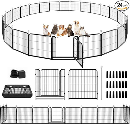 Kfvigoho Dog Playpen Outdoor Extra Wide 24 Panels Heavy Duty Dog Fence 32" by Committedtobetterpetlife