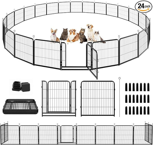 Kfvigoho Dog Playpen Outdoor Extra Wide 24 Panels Heavy Duty Dog Fence 32" by Committedtobetterpetlife