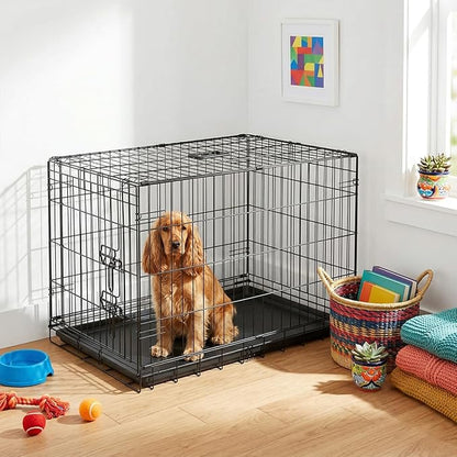 FDW Dog Crate 36-Inch Dog Cage Single Door Foldable Metal Kennel - Image 2