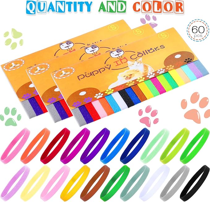 Frienda 60 Pieces Puppy Whelping Collars Newborn Pet Collars Double-Sided - Image 2