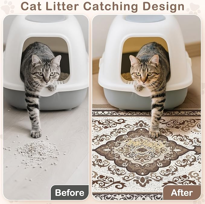 Unicorn Catcher Cat Litter Mat 33" x 22" Non-Slip Litter Box Mat Washable - Image 2