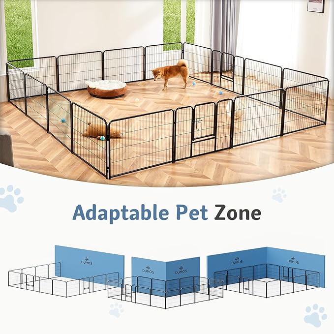 DUMOS Dog Playpen Indoor, Metal 40 Inch 24 Panels Foldable Pet Fence - Image 6