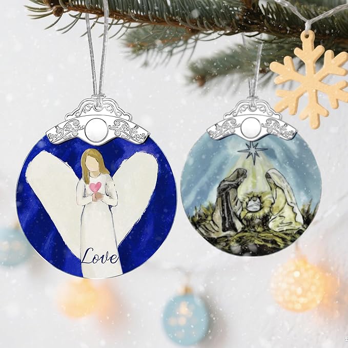 Stained Glass Ornament, Love Angel Christmas Ornaments, Christmas Decorations - Image 5