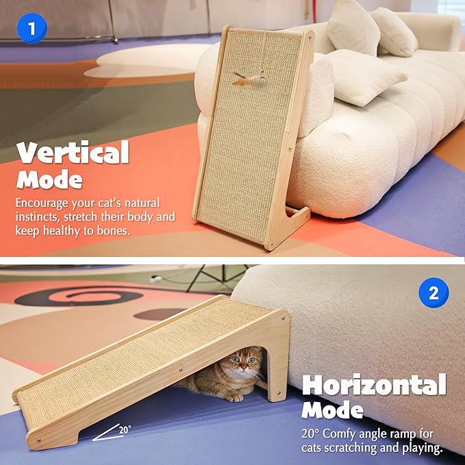 PETKARAY Cat Scratcher, Cat Sisal Scratching Ramp, L Shape Cat Scratch Pad - Image 4