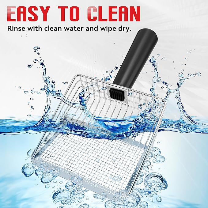 Metal Cat Litter Scoop with Holder, Heavy Duty Deep Sifter with Dual-Hole - Image 7