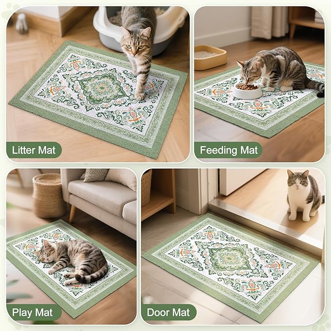 Unicorn Catcher Cat Litter Mat 40" x 30" Non-Slip Litter Box Mat Washable - Image 7
