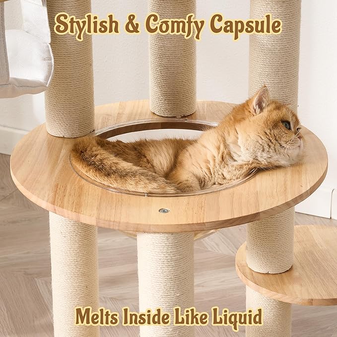 Modern Cat Tree Tower with Scratching Post, 61.5in Tall Cat Tree - Image 6
