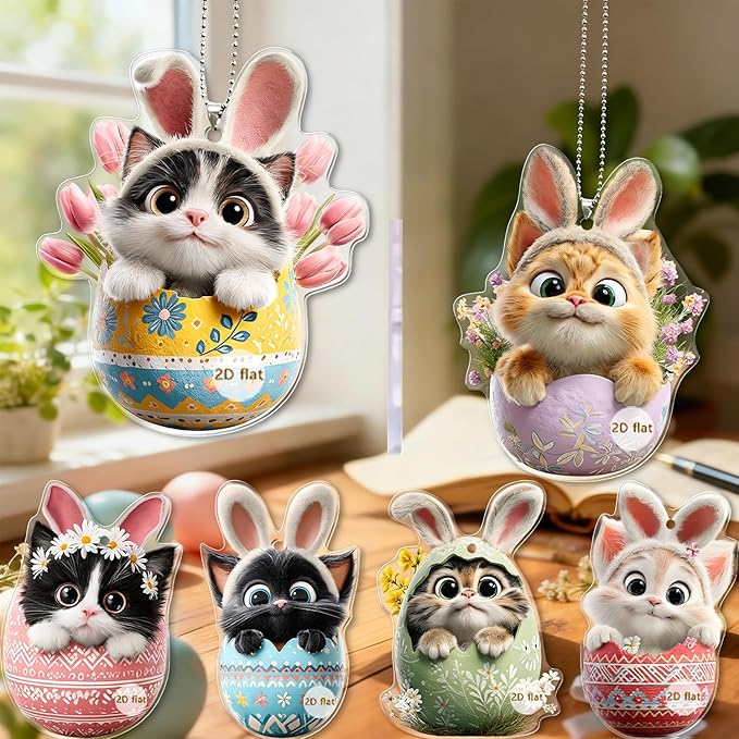 6 Pcs Easter Hanging Ornaments for Tree Bunny Hanging Ornament Mini Colorful by BHOOKA