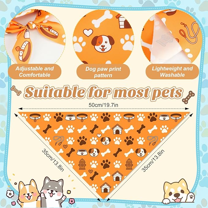 50 Pcs Paw Prints Dog Bandanas Bulk Bone Bandanas - Image 3