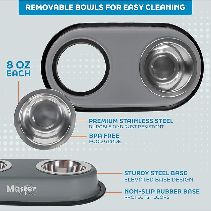 Master Pet Supply Double Dog Bowls Set - Image 3