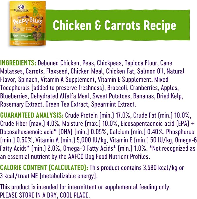 Wellness Crunchy Puppy Bites Dog Training Treats, Grain Free, Chicken and - Image 8