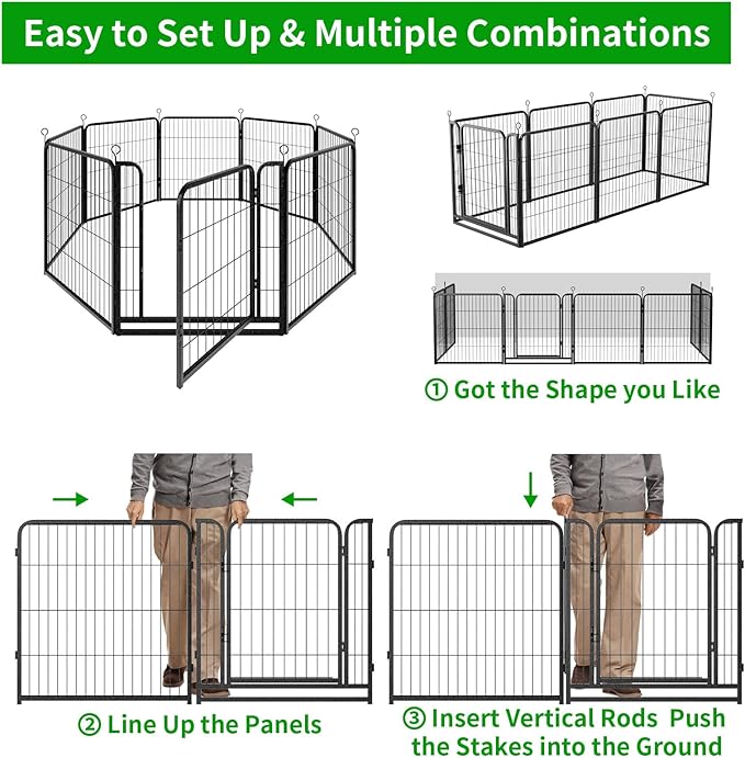 Kfvigoho Dog Playpen Outdoor Extra Wide 8 Piece Panels Heavy Duty Dog Fence 32" - Image 7