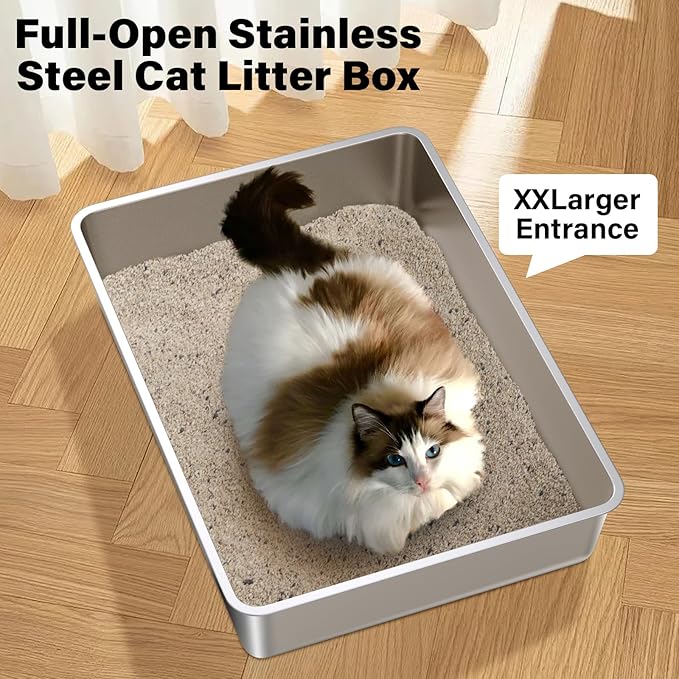 Stainless Steel Litter Box, Extra Large Metal Litterbox - Image 4
