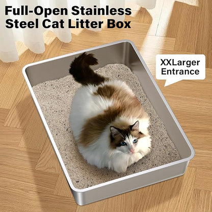 Stainless Steel Litter Box, Extra Large Metal Litterbox - Image 4
