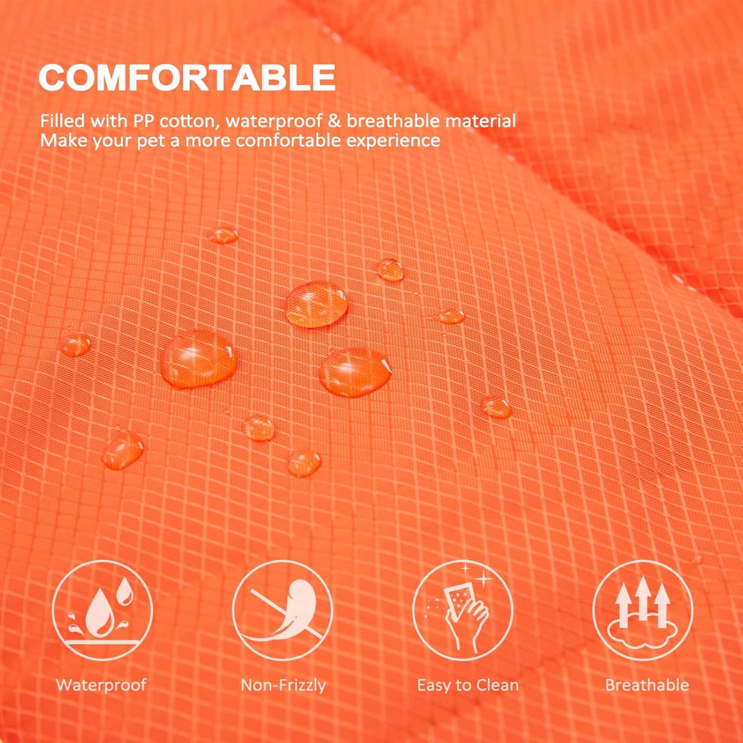 BDEUS 51x35In Extra Large Size Outdoor Dog Bed, Waterproof & Portable Camping Travel Pet Mat, Easy to Clean, Washable Odor Resistant Pet Cooling Pad (Orange)