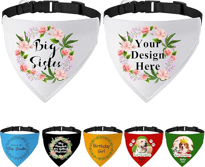 Personalized Dog Bandanas with Buckle Name Photo Logo Custom Neckwear Dog Scarf by FAMIPAWS
