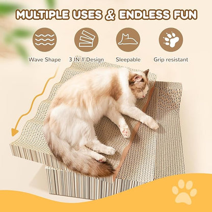 Cat Scratch Pad, 3 Packs Corrugated Cardboards Cat Scratcher Pads - Image 4
