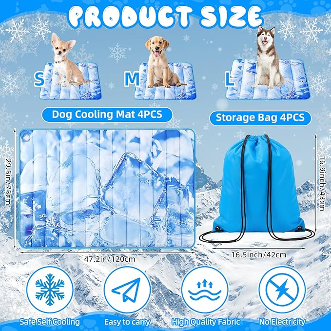 Chunful 4 Pack Dog Cooling Mat Water Injection Pet Cooling Mat - Image 2