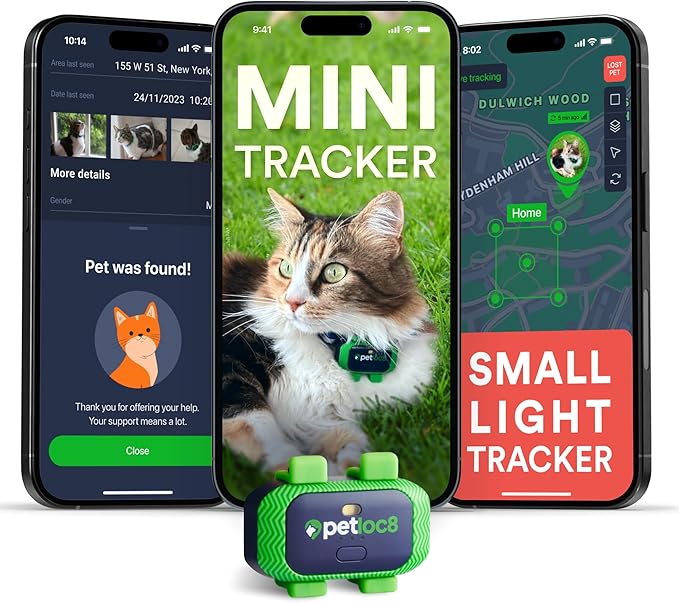 Petloc8 GPS Tracker for Cats, 4G LTE Real Time Tracking by PetLoc8