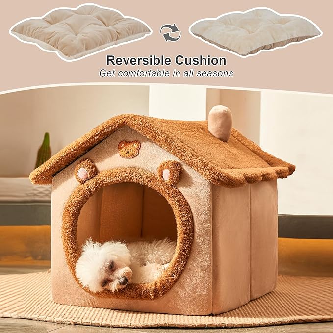 JIUPETY Cute Cat Beds for Indoor Cats, Foldable Cat House - Image 7