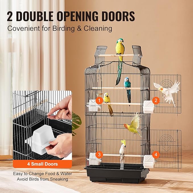 VEVOR 41-inch Open Top Large Parrot Bird Cage, Hanging Bird Cage - Image 5