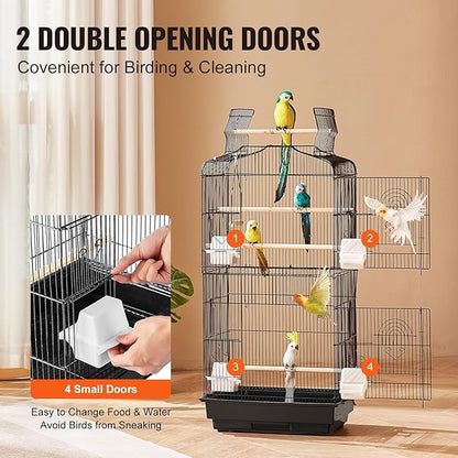 VEVOR 41-inch Open Top Large Parrot Bird Cage, Hanging Bird Cage - Image 5