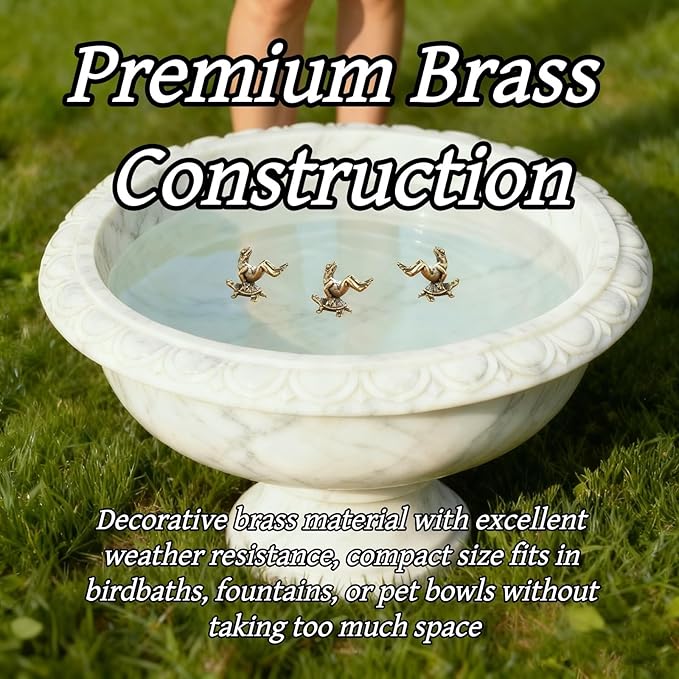 3 Pack Mini Frog and Turtle Brass Bird Bath Decorations Cute Garden Ornaments - Image 4