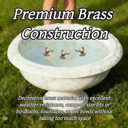 3 Pack Mini Frog and Turtle Brass Bird Bath Decorations Cute Garden Ornaments - Image 4