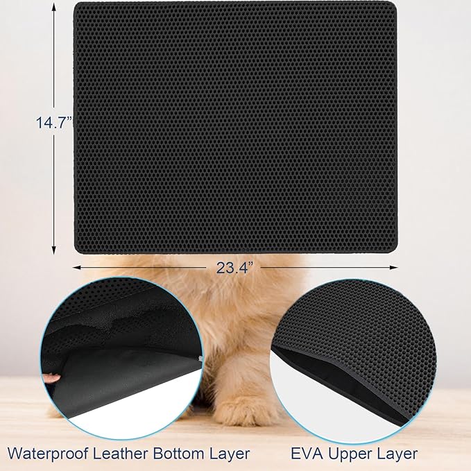 Cat Litter Mat Double Layer Litter Trapping Mat Kitty Litter Box Mat 23.4x14.7 - Image 2