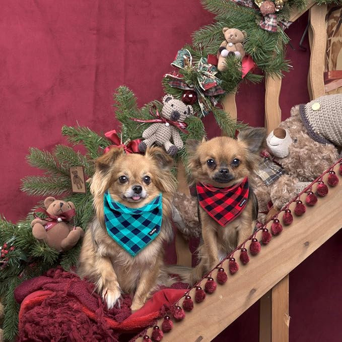 Christmas Dog Bandana XLarge-Red Black Dog Scarf Buffalo Plaid Printing - Image 4