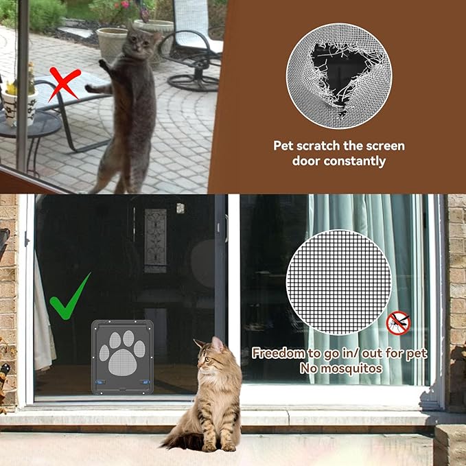 Dog Door for Screen Door with Magnetic Closure Pet Screen Door for Sliding - Image 5