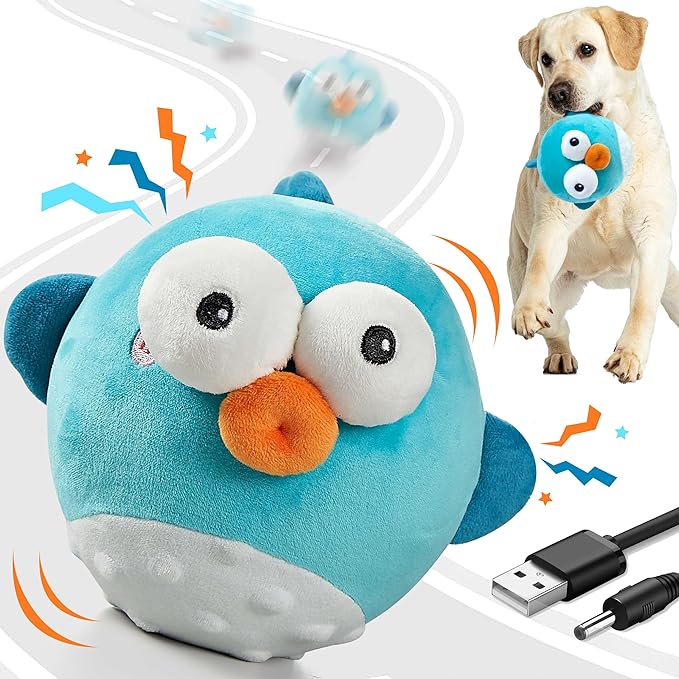 GUKCO Dog Toys, Rechargeable Crinkle Chew Interactive Squeaky Toy by GUKCO