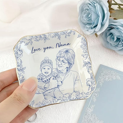 LOVELYPOD Custom Mom Nana Jewelry Tray, Family Photo Ring Holder, Mama Trinket - Image 5
