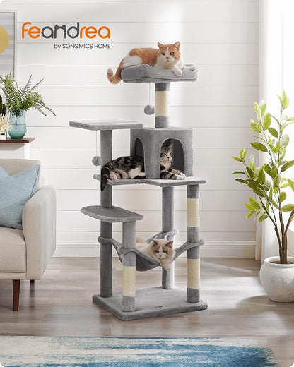 Feandrea Cat Tree, 54.2-Inch Cat Tower, Plush Multi-Level Condo - Image 2
