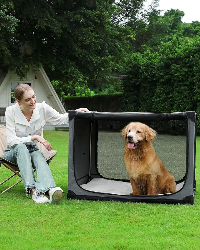 Veraste 42" L x 31" W x 31" H Collapsible Travel Dog Crate, Quick-Setup - Image 3
