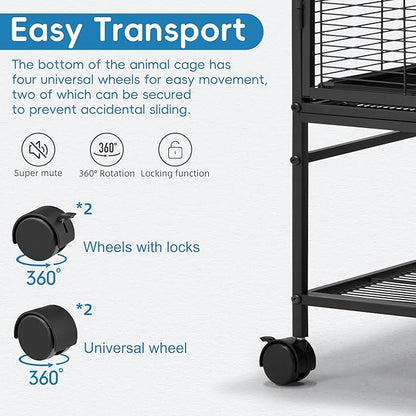 HABUTWAY 40''H Large Metal Rolling Ferrets Cage, 2-Tiers Small Animal Cages - Image 7
