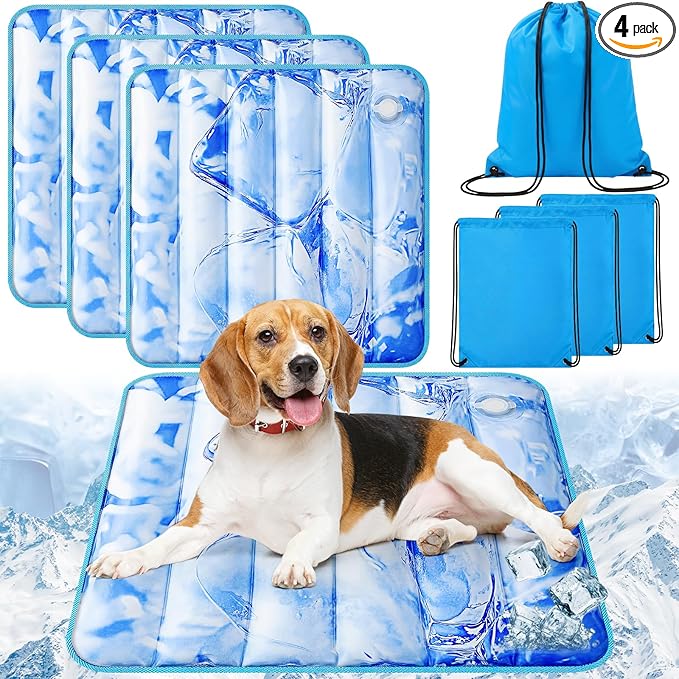 Chunful 4 Pack Dog Cooling Mat Water Injection Pet Cooling Mat by Chunful