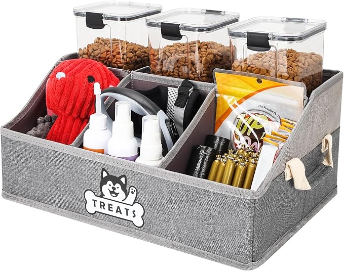 Dog Treat Container Basket for Countertop, Foldable Pet Toy Box for Living Room by Unknown