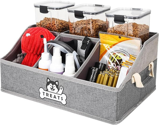 Dog Treat Container Basket for Countertop, Foldable Pet Toy Box for Living Room by Unknown