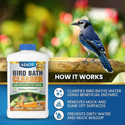 ADIOS! Bird Bath Cleaner for Outdoor Fountains and Bowls, Safely Cleans Metal - Image 2