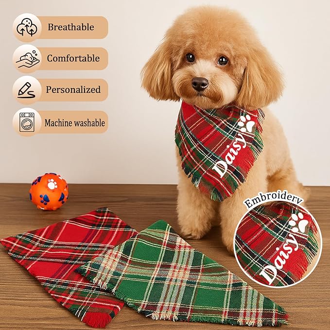 Personalized Dog Bandana with Embroidered Name, Custom Pet Scarf - Image 5