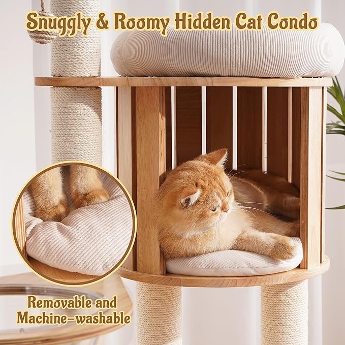 Modern Cat Tree Tower with Scratching Post, 61.5in Tall Cat Tree - Image 5