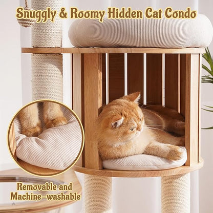 Modern Cat Tree Tower with Scratching Post, 61.5in Tall Cat Tree - Image 5