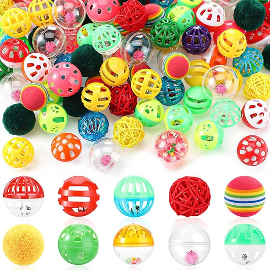 Hungdao 100 Pcs Cat Toys Bulk Plastic Small Crinkle Ball Assorted Cat Balls by Hungdao