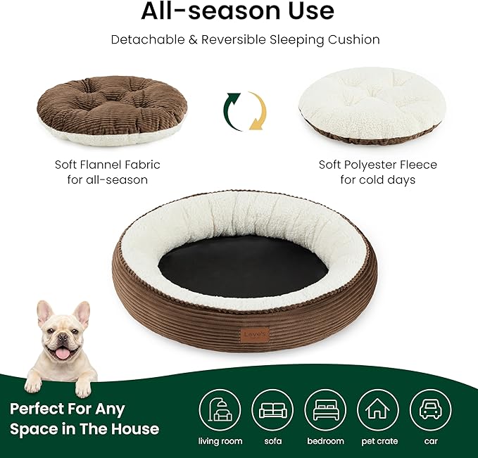 Love's cabin Round Donut Cat and Dog Cushion Bed, 30in Pet Bed - Image 3