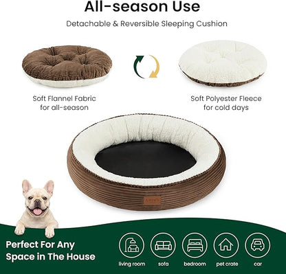 Love's cabin Round Donut Cat and Dog Cushion Bed, 30in Pet Bed - Image 3