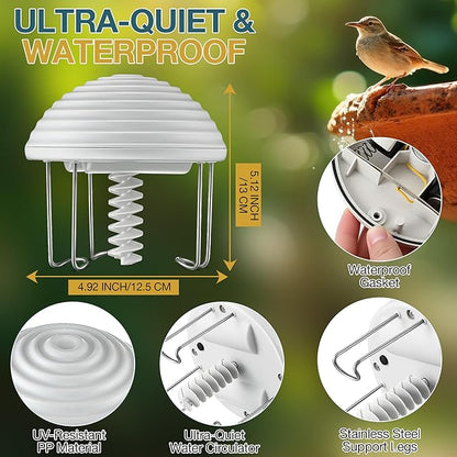 Bird Bath Water Agitator, Quiet Waterproof Birdbath Circulator, Keeps Water - Image 5
