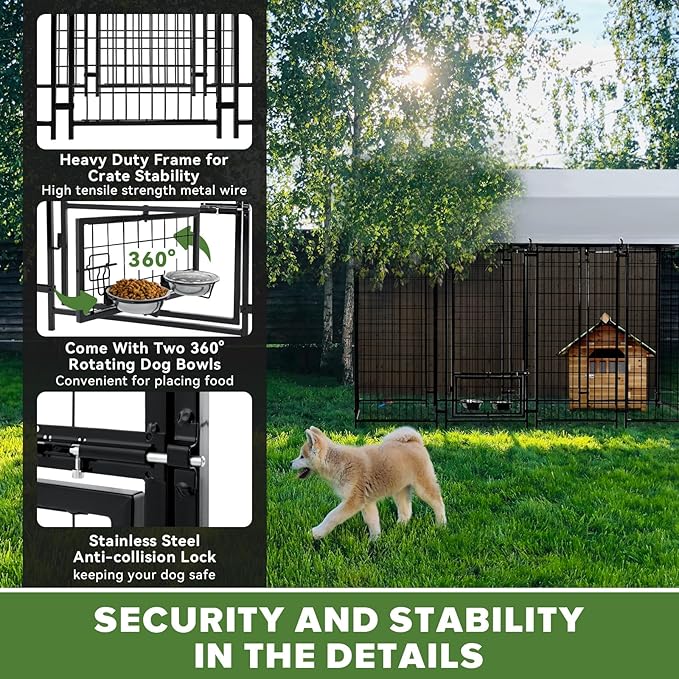 Oranland 4x4x6FT Outdoor Dog Kennel, Heavy Duty Welded Wire Steel Dog Kennel - Image 3