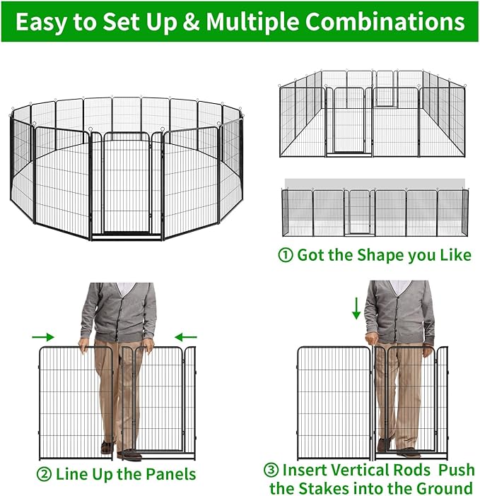 Kfvigoho Dog Playpen Outdoor Extra Wide 16 Piece Panels Heavy Duty Dog Fence - Image 7