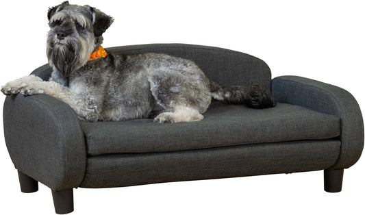 Paws & Purrs Multi-Cat Sofa Elevated Pet Bed for Indoor Cats Raised Cats Couch with Removable Washable Mattress Cover for Kittens, Dogs - 35.5" Wide, Gray